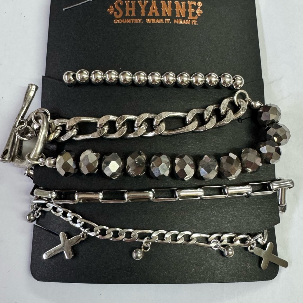 UNISEX- Shyanne Silver Layered Bracelet Set Jewelry